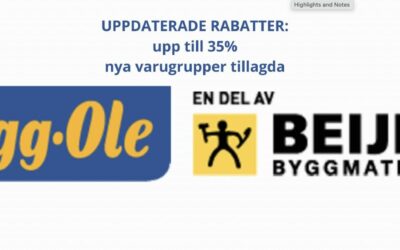 Beijer Bygg/Bygg-Ole uppdaterade medlemsrabatter