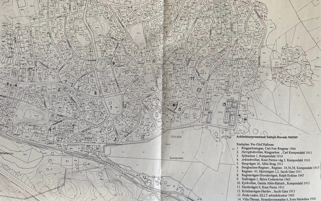 Karta från 1996 över Saltsjö-Duvnäs arkitektpromenad